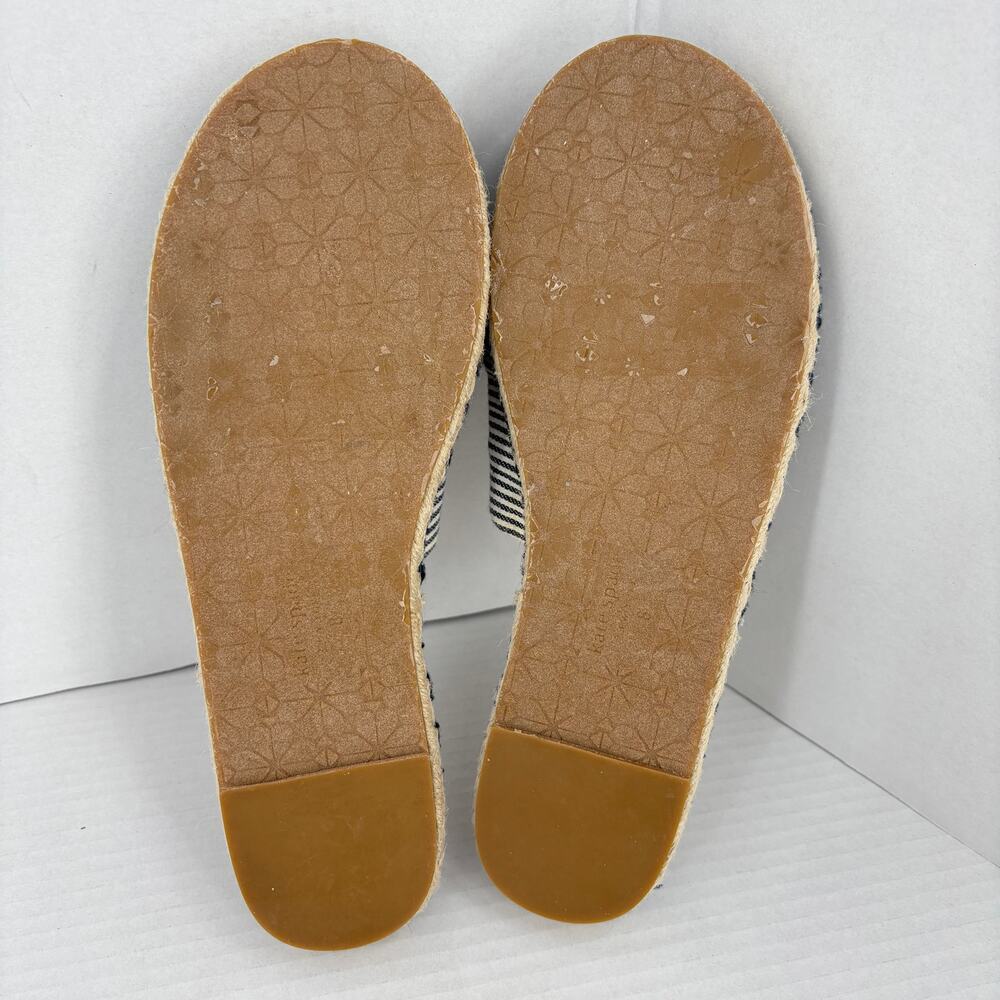 Kate Spade Slide Sandals Size 8 Blue Stripe Saltie Shore Espadrille Flat Bow - Picture 13 of 13
